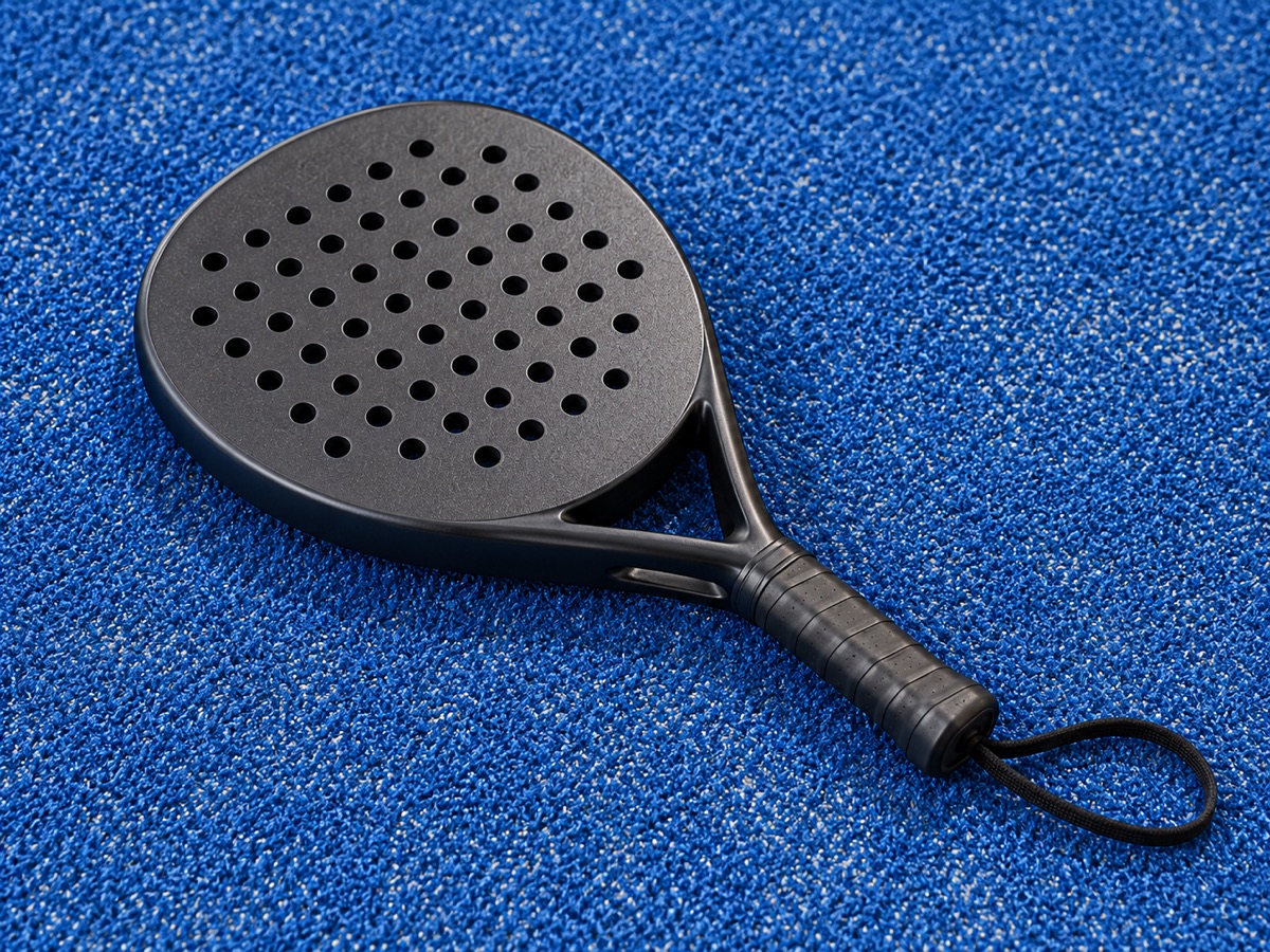 Padelschläger auf blauem Boden – KI-generiertes Symbolbild